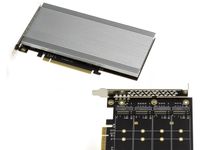 Carte  M2 PCIe x16 pour 4 SSD M.2 NVMe M Key avec Chipset 2824 compatible avec les modes Non-Bifurcation et Bifurcation