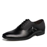 Chaussures Hommes D'Affaires Pointues Grande Taille en Cuir Noir - Oxfords
