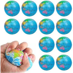 20Pcs Mini Balle Anti Stress,5.5CM Globe Balle,Globe de Stress,Mini Balles  en Mousse,Stress Relief Planisphère,Mini Balle Globe