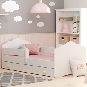 LIT COMPLET Lit enfant 160 x 80 cm + tiroir  + sommier + matelas + barrière de protection