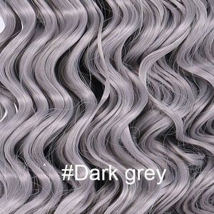 PERRUQUE - POSTICHE Dark grey 16 inches  -Extensions capillaires synthétiques Deep Wave couleur dorée pour femmes, tissage en fibre, 70g-pièce