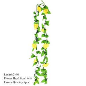 FLEUR ARTIFICIELLE F10 vigne jaune - Guirlande de fleurs artificielles, lierre avec feuilles en soie, fleur de cerisier Sakura,