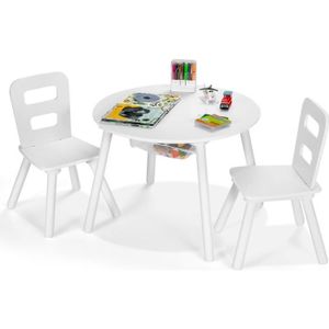 TABLE ET CHAISE COSTWAY Ensemble Table avec 2 Chaises et Espace de