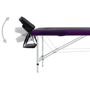 TABLE DE MASSAGE - TABLE DE SOIN NEUF Table de massage pliable 2 zones Aluminium Noir et violet En Stock YESMAEFR