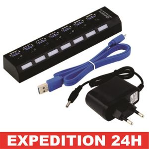 COMMUTATEUR PRISE Hub USB 3.0 Alimenté pour PC: 7 Ports Adaptateur U