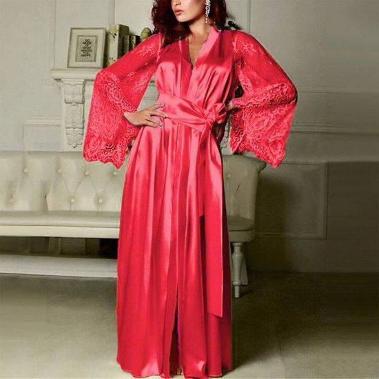 Chemise De Nuit En Satin Pour Femme – Col En V, Sans Manches, Longueur Longue, Douce Et élégante