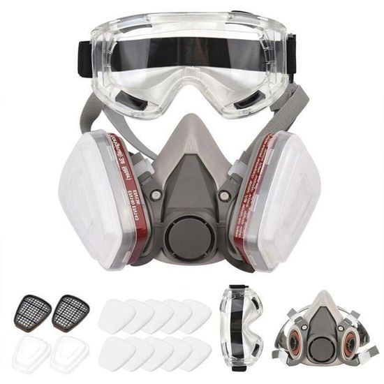 Masque De Protection Respiratoire Avec Lunettes - Filtres Réutilisables - Pour Peinture, Soudure, Poussière