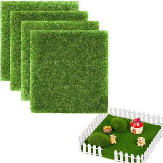 Mini Simulation Gazons,Gazon Moderne,Tapis De Pelouse Verte Artificielle, Herbe De Mousse Miniature pour Maison de Poupée Miniature - Jardin