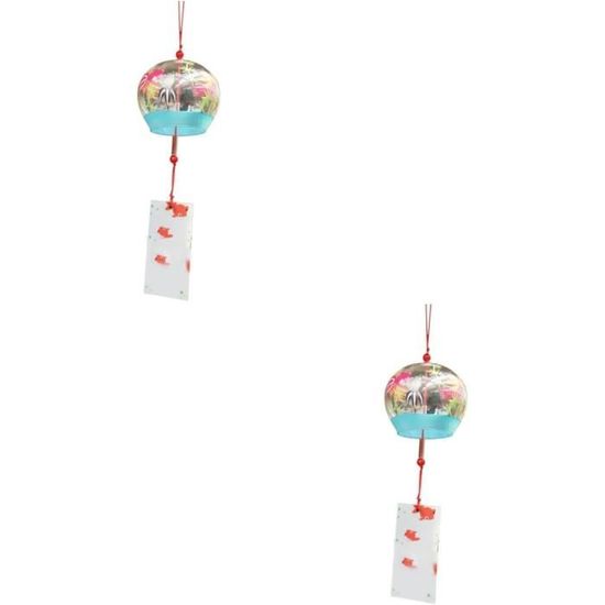 Carillon éolien Japonais En Verre Suspendu - Vert, Longueur Totale 40 Cm - Décoration Extérieure Jardin, Patio, Maison - Fait Main, Borosilicate - 2