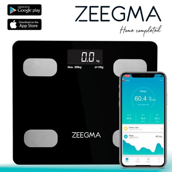 Zeegma Gewit balance pese personne analyse détaillée de 17 paramètres corporels application smartphone dédiée écran LCD mesure