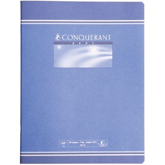 Lot De 3 Cahiers Conquérant 17x22cm - 100 Pages Petits Carreaux - Couverture Plastique - Fabriqué En France