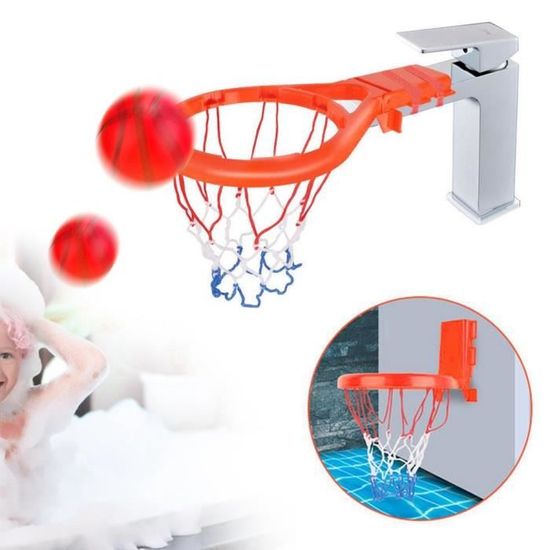 Fdit Cerceau de basket-ball 2 en 1 ventouse Panier de Basket 2 en 1 Jeu de Type Ventouse Gadget de Toilette Salle de Bain avec 3
