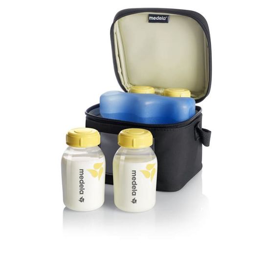 Teamoy Sac isotherme pour lait maternel, sac pour biberons jusqu'à 4 grands biberons de 141,7 g sans tétine, parfait pour allaiter la maman au travail, (sac uniquement), gris