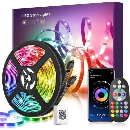 Ruban LED RGB 30m - Multicolore Avec Bluetooth Et Télécommande - Synchronisation Musique - Pour Chambre, Fête, Déco