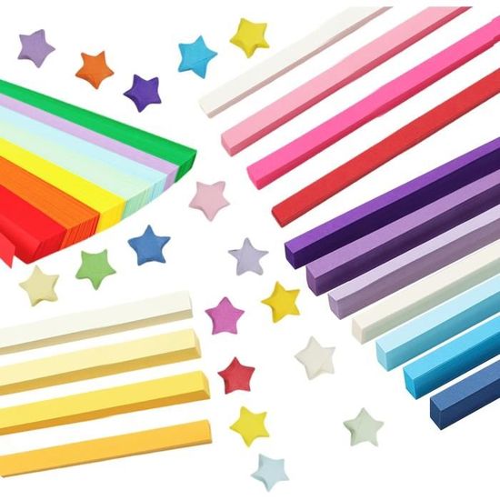 300 Feuilles Origami + 260 Bandes Étoiles – Papier Coloré Double Face – Taille 12/15/20 Cm – Idéal Enfants, Loisirs Créatifs