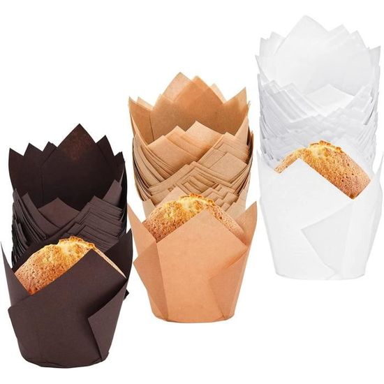 50 Moules à Muffins En Papier Kraft - Pour Cupcakes, Anniversaire, Mariage, Fête - Marron, Résistants à L'huile Et Au Four