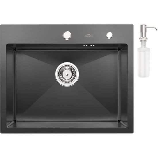 Évier De Cuisine à Encastrer – Acier Inoxydable – 68 X 45 Cm – 1 Bac – 2 Trous