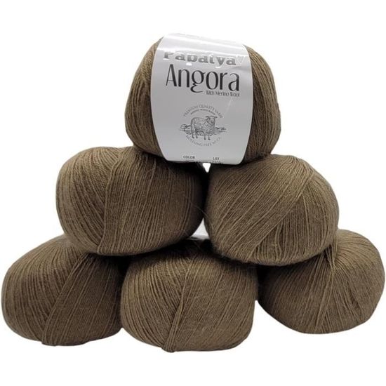 Lot De 10 Pelotes 100% Mérinos Marron Glacé, Fabriqué En France, Pour Tricot Et Crochet