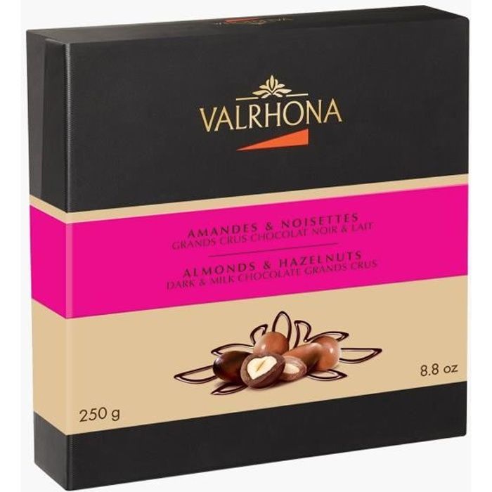 Valrhona - Coffret Equinoxe - Amandes & Noisettes - Grands Crus Chocolat Noir & Lait - 250g