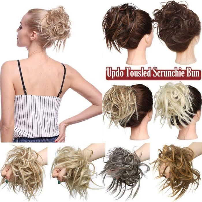 Extensions de cheveux et perruques et accessoires S-noilite Tousled Updo Chignon extensions de cheveux ondulés, bande él 250465