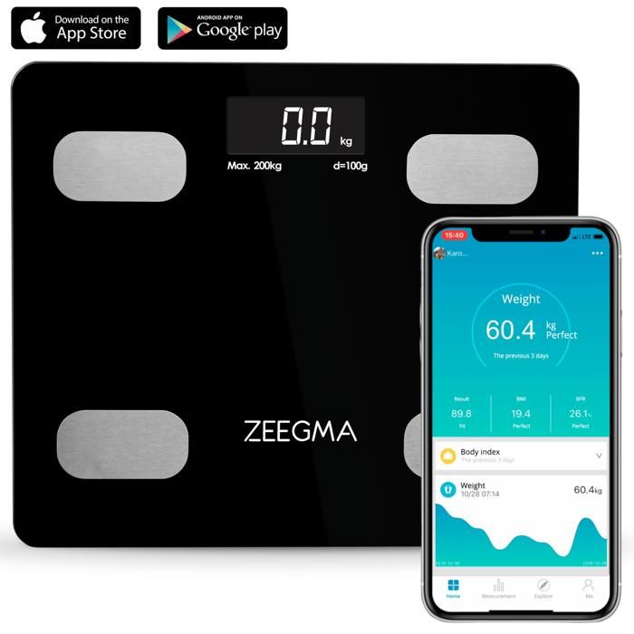 Zeegma Gewit balance pese personne analyse détaillée de 17 paramètres corporels application smartphone dédiée écran LCD mesure préci