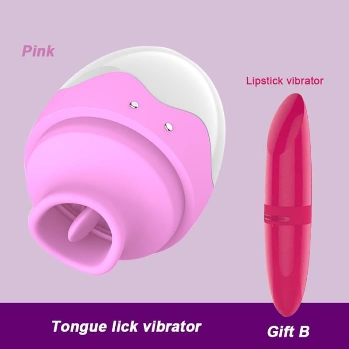 18 + Clitoris Oral sucer vibrateur Stimulation Clitoris langue vibrateur mamelon ventouse sein masseur-Type Pink with lipstick