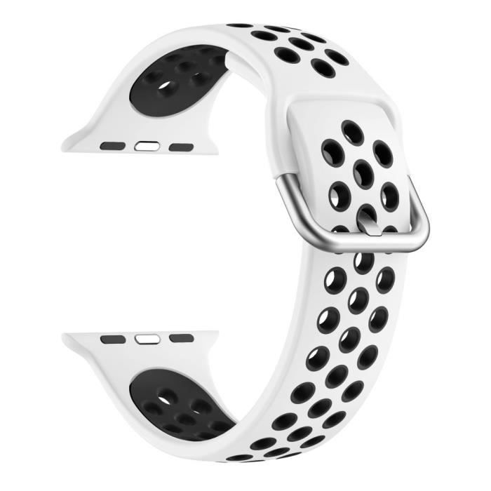 Dulcii's Sangle Remplacement Double Couleur Pour Apple Watch 6-5-4-SE 44mm 3-2-1 42mm - Blanc Noir