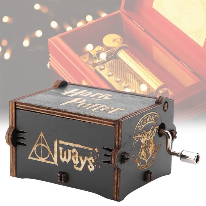 Boîte mécanique à musique à manivelle en bois Cadeau musical pour anniversaire-fête Décor pour chambre(Harry Potter)