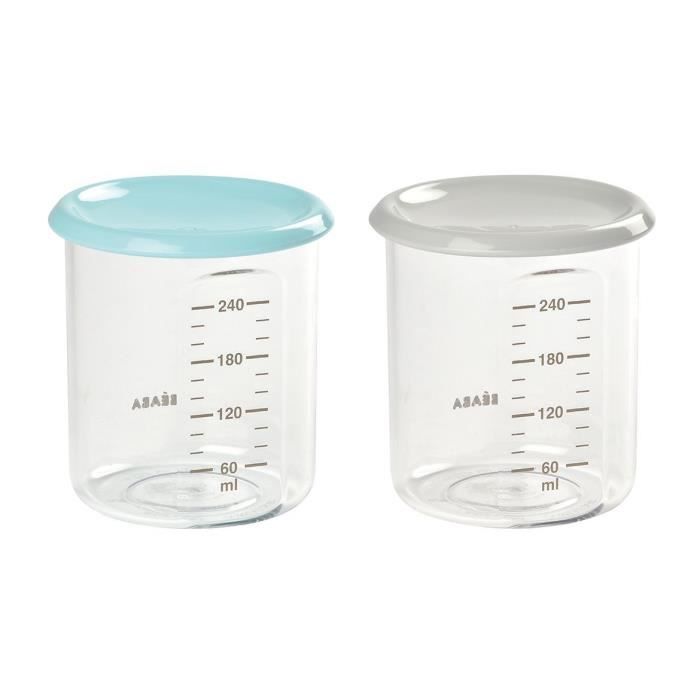 BEABA Lot de 2 Maxi Portions 2 x 240ml - Light blue/grey
