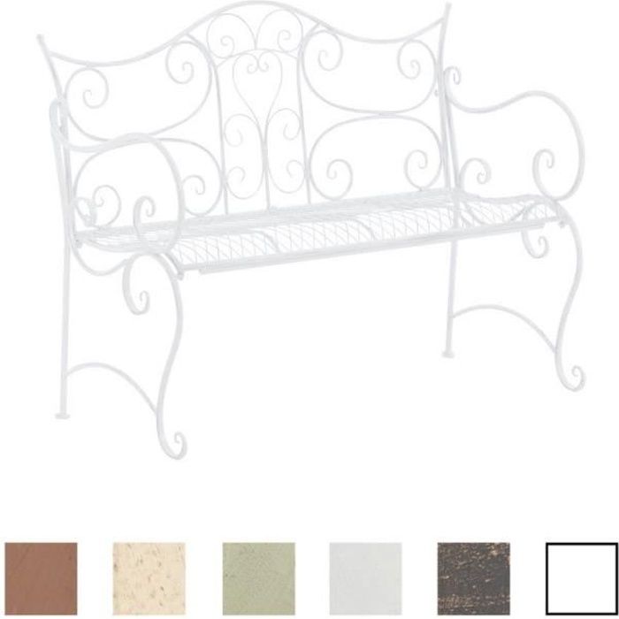 CLP Banc de jardin rustique TARA, Banquette fer forgé style rustique, 113 x 47 cm, banquette de lit,