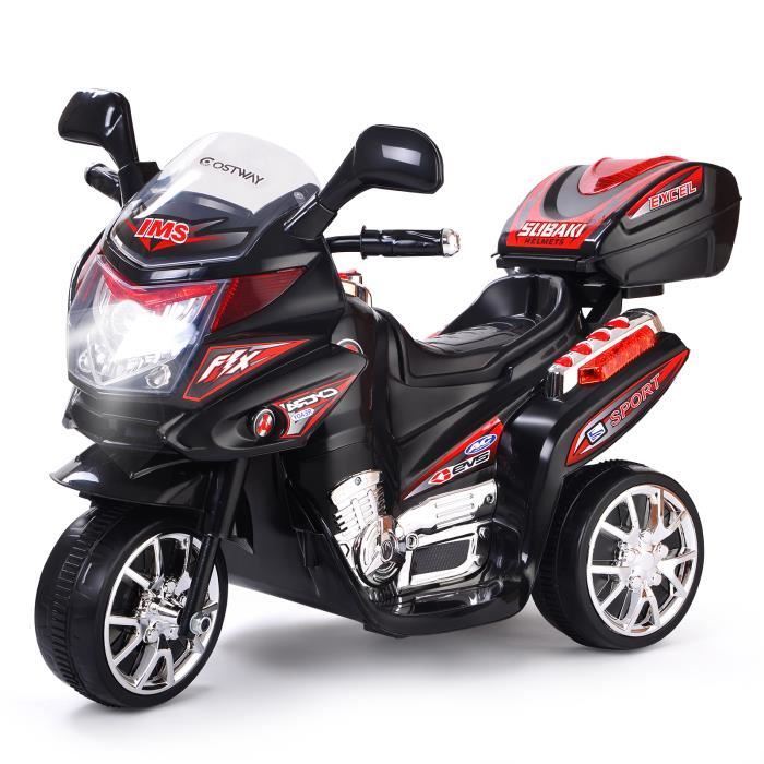 COSTWAY Moto Electrique pour Enfants Scooter 6 V à 3 Roues avec Phares LED 37-84 Mois Charge max.:25 kg Noir