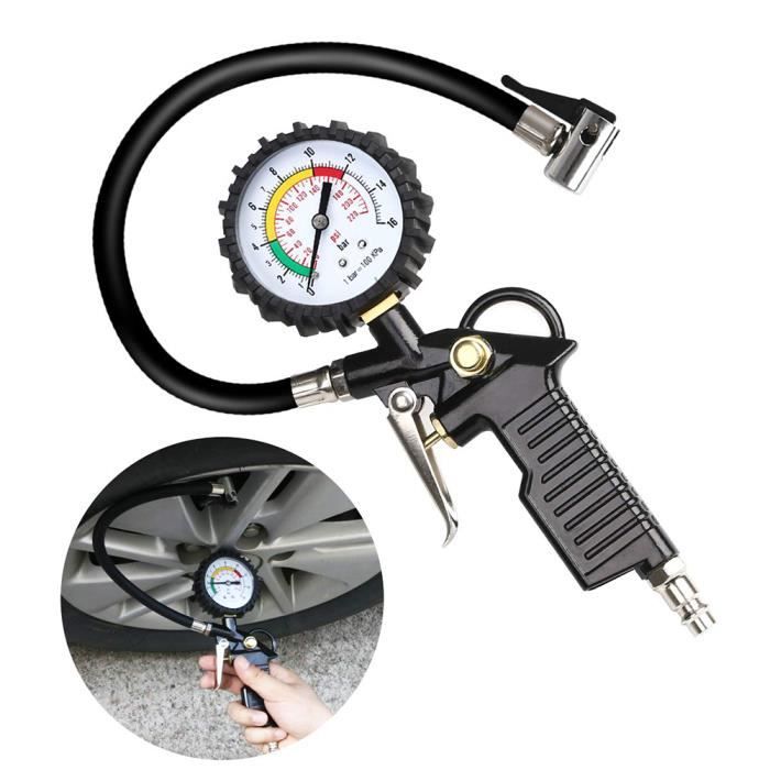 Manometre Pression Pneu 0-220Psi Gonfleur Pneus Voiture pour camions passagers petite et moyenne taille, voitures,motos