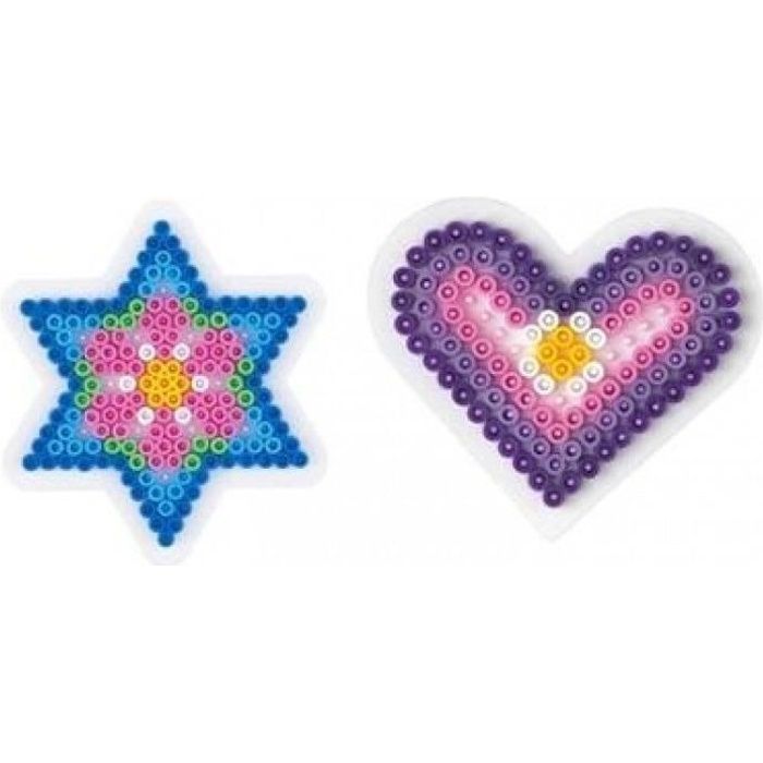 Plaques Cœur + étoile (Petite) pour perles standard (Ø5 mm) - Hama Blanc