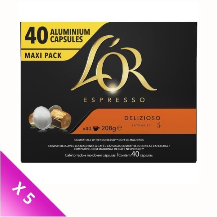 L'Or Espresso Café - 200 Capsules Delizioso Intensité 5 - Compatibles Nespresso®*