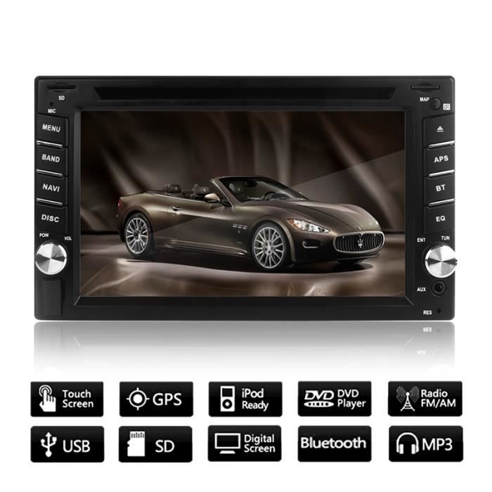Écran 6.2- Tactile HD Navigation GPS Autoradio Bluetooth HD 2 Din Multimédia Stéréo Audio Lecteur de DVD avec Carte européenne de ca