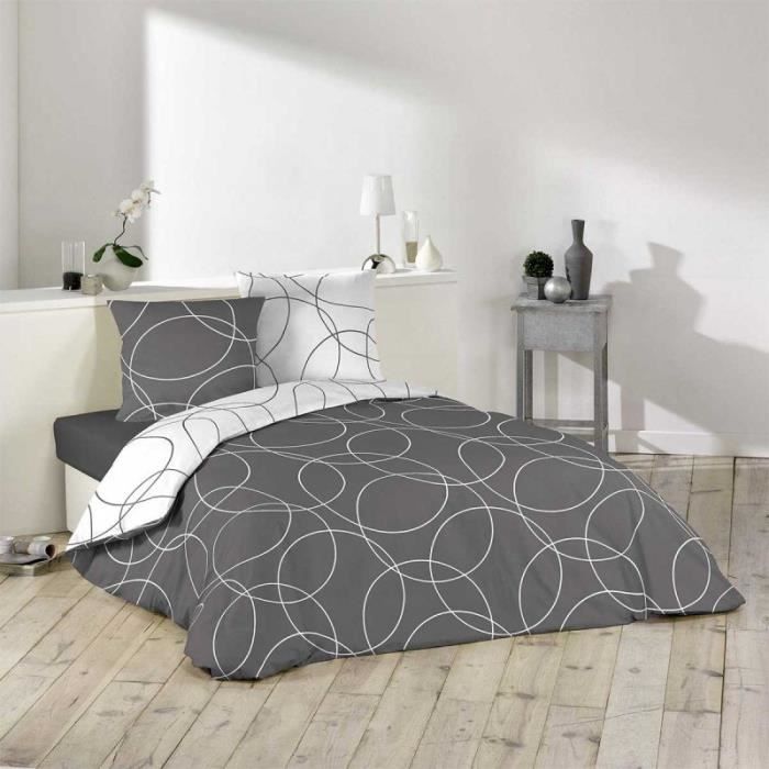 Parure De Lit 3 Pièces  elton  240x260cm Gris - Paris Prix