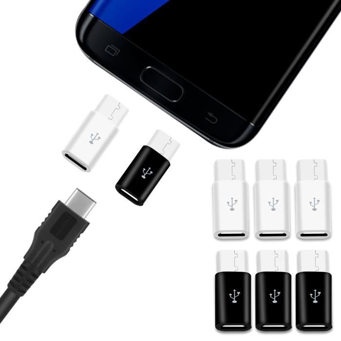 6pcs Micro USB 2.0 5Pin Femelle ver Data USB 3.1 Type C Mâle Adaptateur Convertisseur
