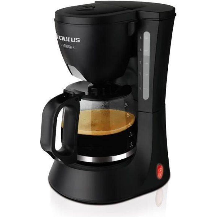 Cafetière filtre Taurus Verona 6 de 600W avec réservoir de 0,6L, système anti-goutte et arrêt automatique pour 6 tasses