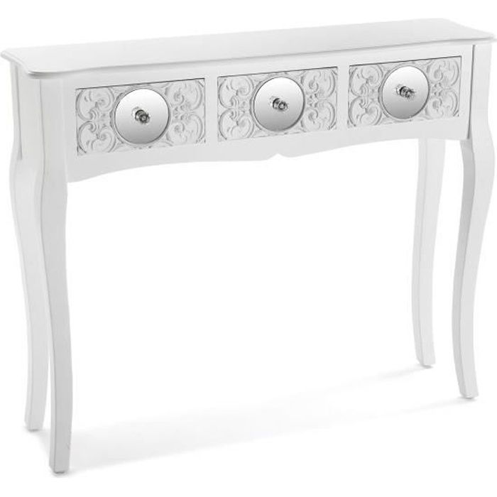 Versa 21600045 Table d'entrée Console intérieure, Bois, Blanc, 80 x 25 x 95 cm
