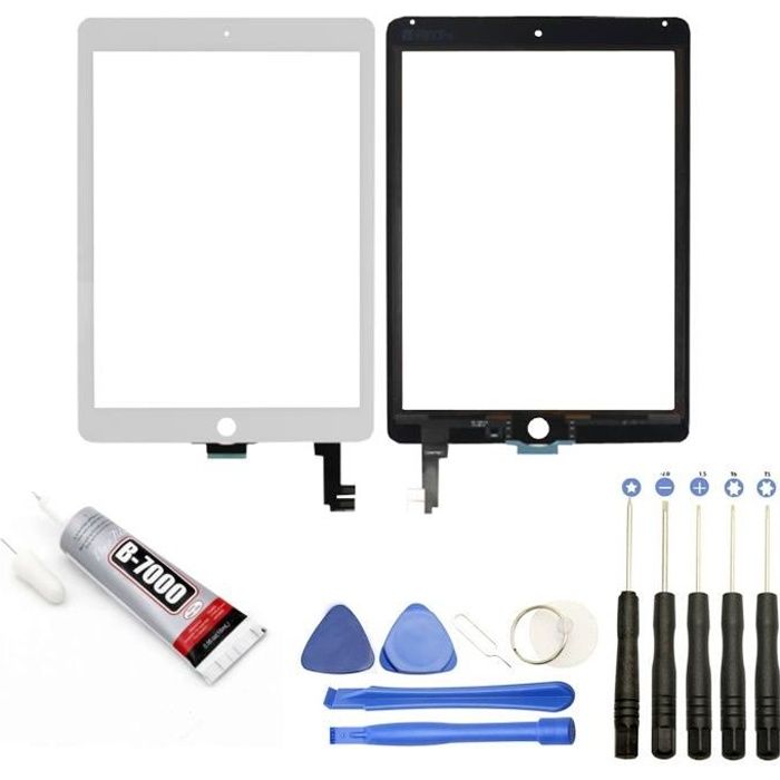 Visiodirect® Vitre écran tactile compatible avec iPad Air 2 BLANC+ Kit outils + Colle B7000 Offerte