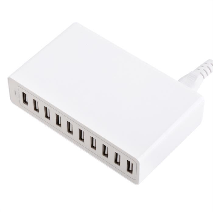 Multi-ports Chargeur USB 10 ports Chargeur pour téléphone cellulaire - EU Plug