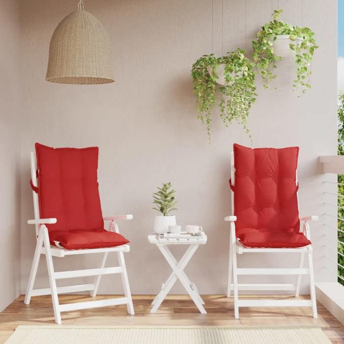 vidaXL Lot de 2 Coussins de Chaise à Dossier Haut Galette de Siège Imperméable Coussin dExtérieur Anti glissement Jardin 377620