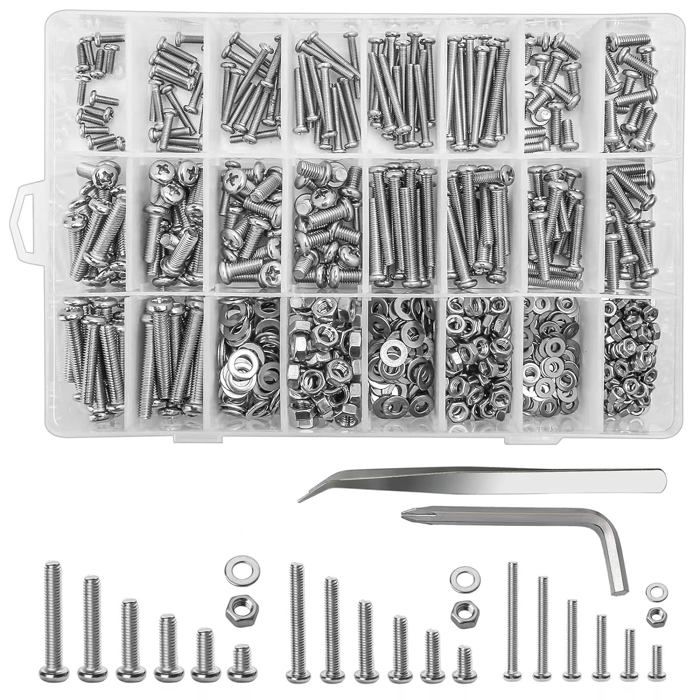XxinXrong400 Pièces Vis Boulon et Écrous, M4 Vis Bouton à Tête XxinXrong400 Pièces Vis Boulon et Écrous, M4 Vis Bouton à Tête