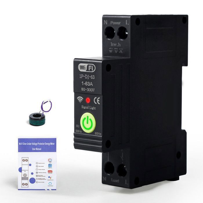 Disjoncteur Connecté WIFI Tuya 1P 16A AC230V - Courbe C - Commande à Distance - IP20