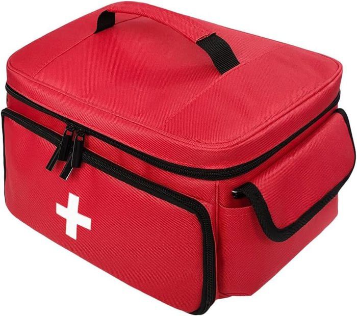 Trousse De Secours Compacte Rouge – Sac Médicaments Oxford, Multi-poches, Léger