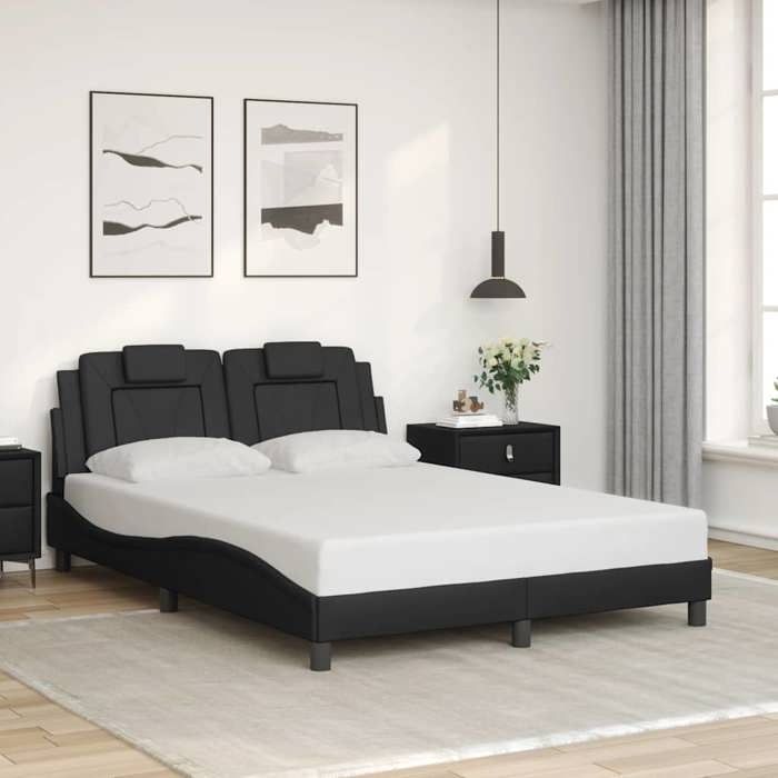 vidaXL Cadre de lit Viana sans matelas noir 140x200 cm similicuir 3208096