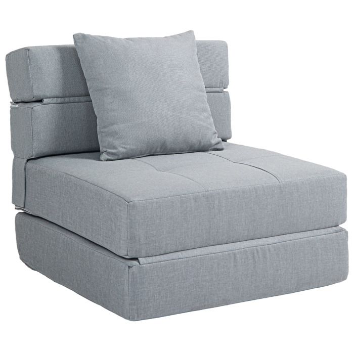 Canapé-lit - HOMCOM - convertible fauteuil 1 place- avec 1 coussin déhoussable - gris clair