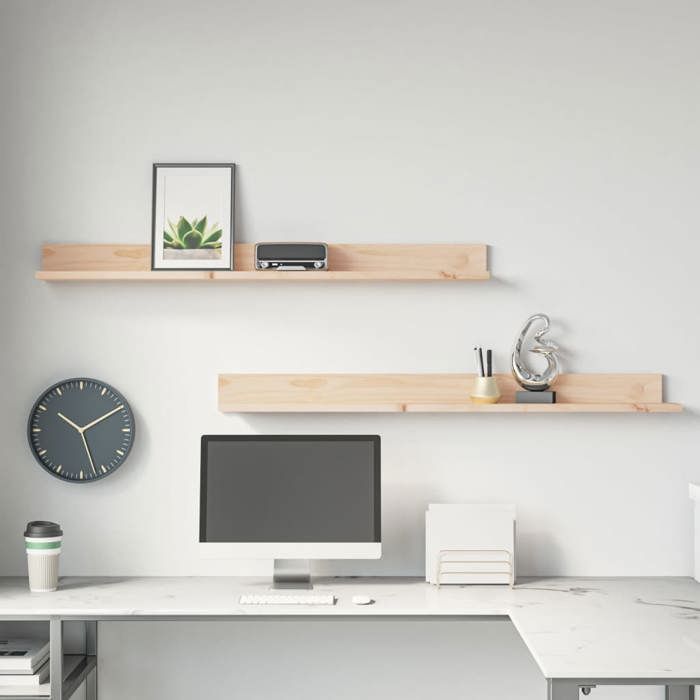 Étagères murales 2 pcs-Étagère flottante-Étagère de rangement suspendue 110x11x9 cm Bois de pin massif 709978