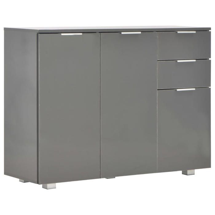 BahutCommode - Armoire de stockagePour cuisine/salonBuffet Bas Gris brillant 107x35x805 cm@EU23390607