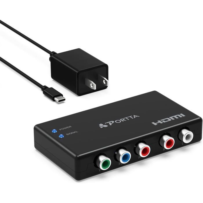 Convertisseur Component YPbPr Vers HDMI Portta - 1080p, Plug & Play, Pour PS2 PS3 Xbox360 STB DVD